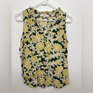 ***SOLD*** LOFT Women’s Sleeveless Green and Gold Shell Blouse, Sz S